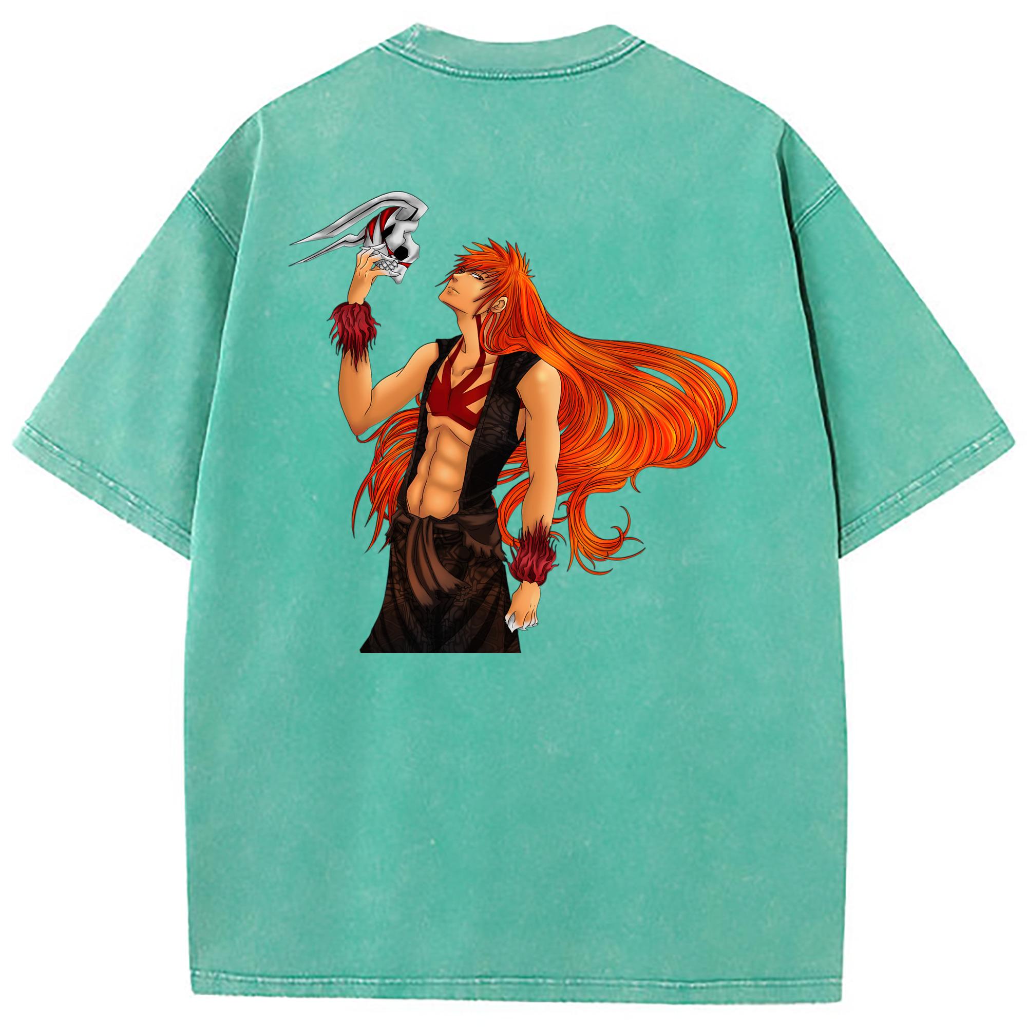 （画像用） ブリーチ 黒崎一護（くろさき いちご）BLEACH Kurosaki Ichigo 綿100% ヴィンテージ風 半袖Tシャツ（背面プリント）